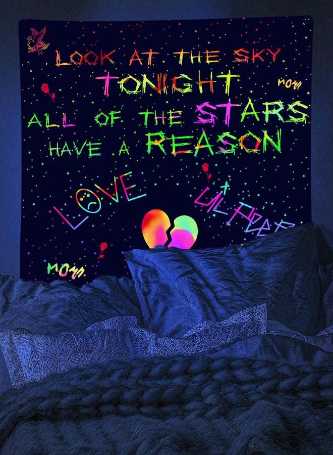 PSYHILAR Blacklight Lil Peep Tapestry, Black Light Posters for Bedroom, Star Shopping Rapper UV Flag (40 x 30 Inches) - Image 2